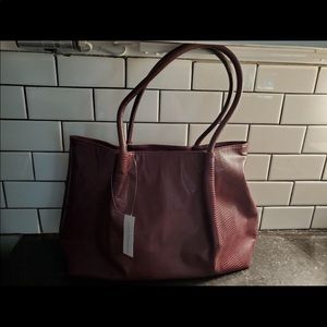 Lulu Dharma Brugandy Lizzard Clinch Tote
